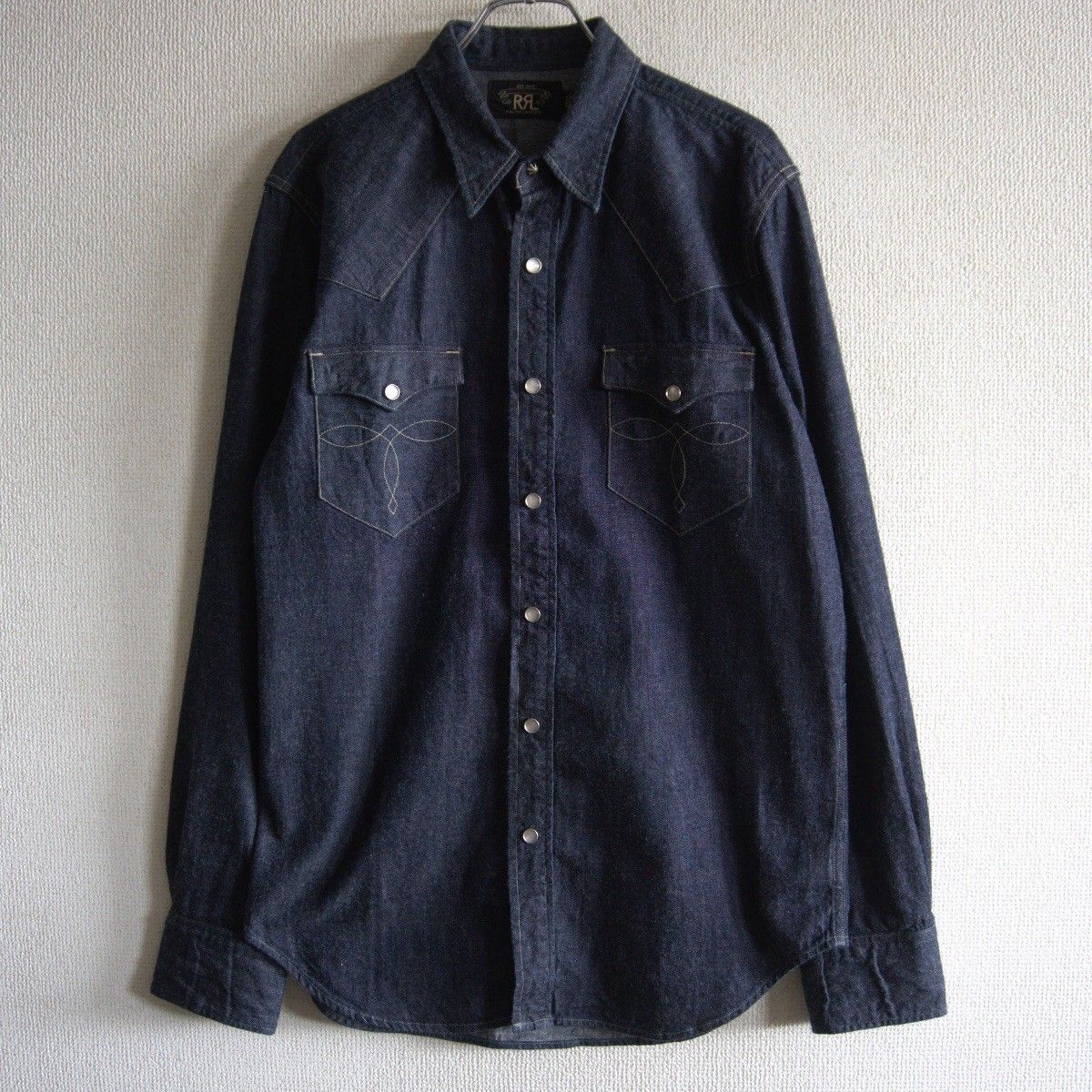 RRL インディゴ バッファロー デニム ウエスタン シャツ M コンチョボタン ダブルアールエル s2509007