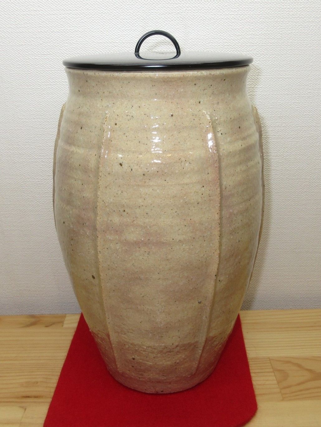 逢絢亭】茶道具 水指 京焼 飴釉 裏千家好写 末広水指 栄昌作 共箱入り