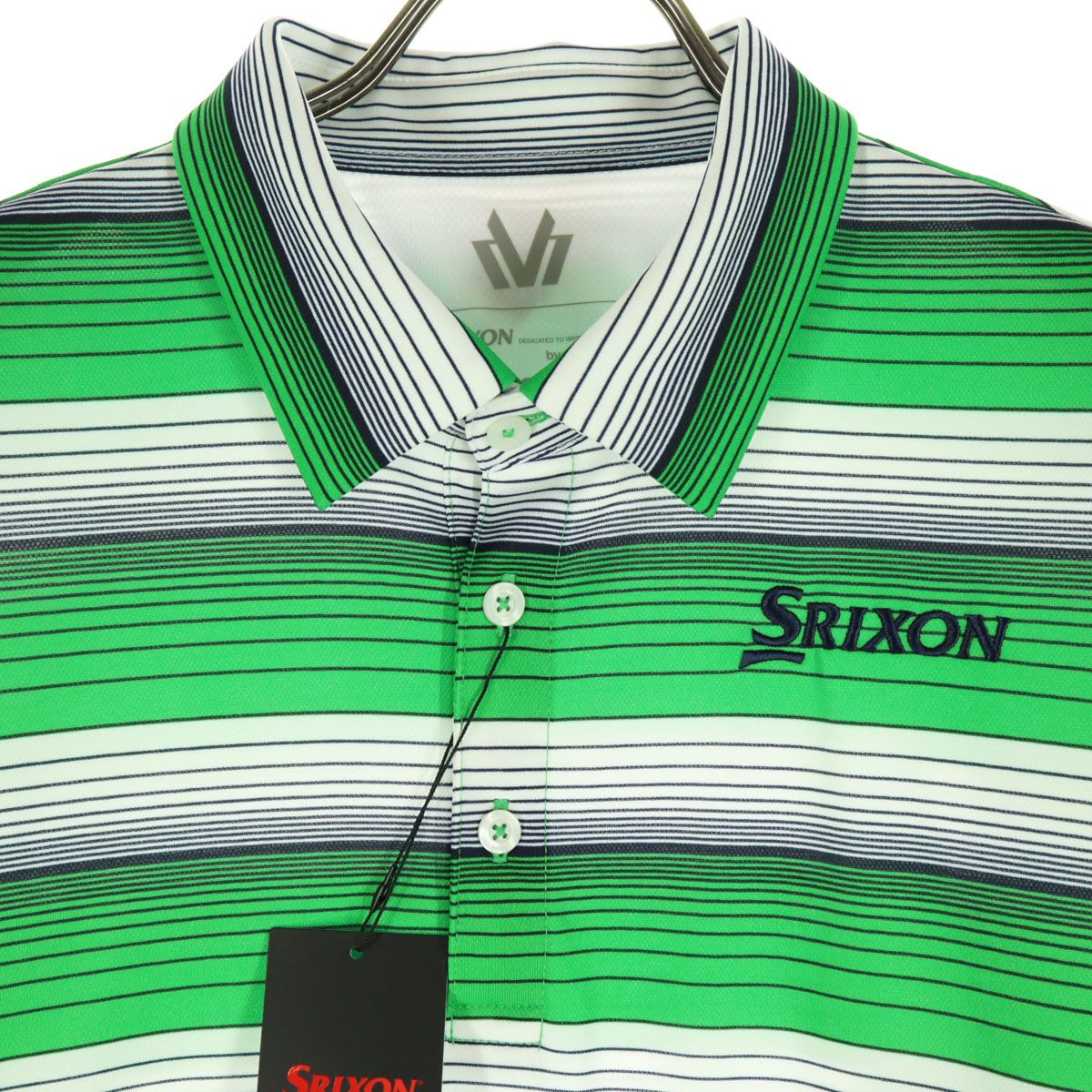 新品未使用品 Srixon ポロシャツ 未使用 SRIXON スリクソン ロゴ刺繍 半袖 ポロシャツ L グリーン