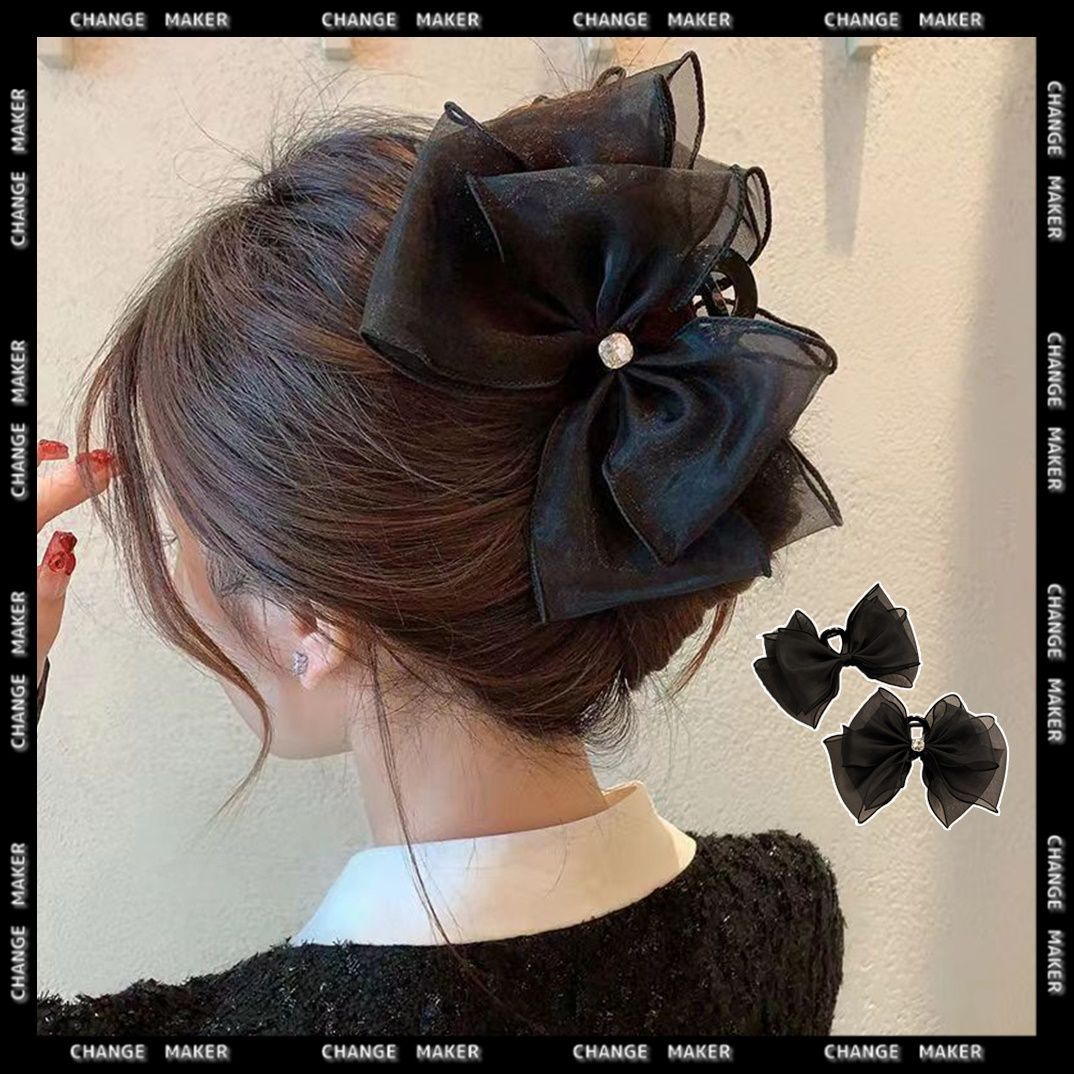 最終値下げ】リボン ヘアクリップ バンスクリップ 大きめ 黒