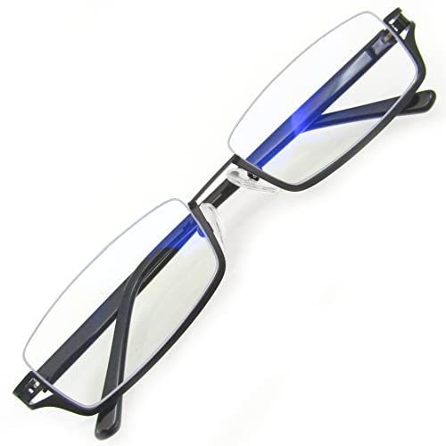 ブラック [KKD] スクエア 伊達 眼鏡 アンダーリム メガネ 逆 ナイロール ユニセックス UV ブルーライトカット 6698 (ブラック)