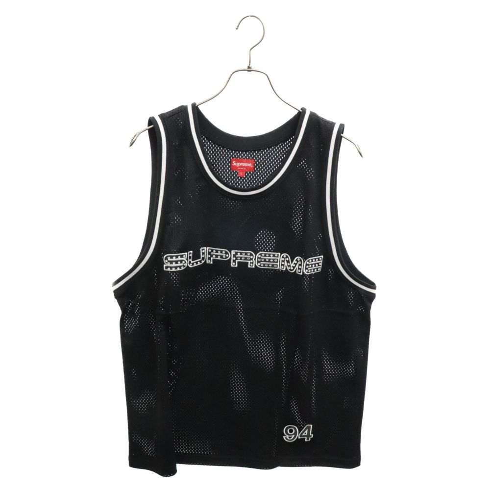 SUPREME (シュプリーム) 19SS Rhinestone Basketball Jersey ラインストーンバスケットボール ジャージ  ナンバリング メッシュ タンクトップ ブラック - メルカリ