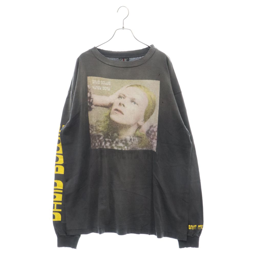 SAINT MICHAEL (セントマイケル) 22AW ×David Bowie LS TEE HUNKY DORY デヴィット ボウイ ハンキードリープリント ダメージ加工長袖Tシャツ ロンT グレー SM-A22-0000-075