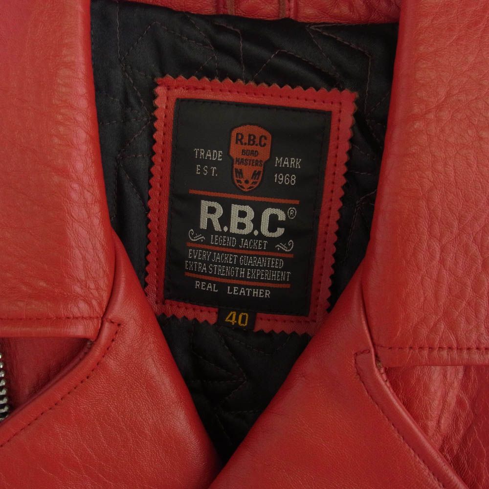 アールビーシー R.B.C レザー ダブル ライダース ジャケット レッド系