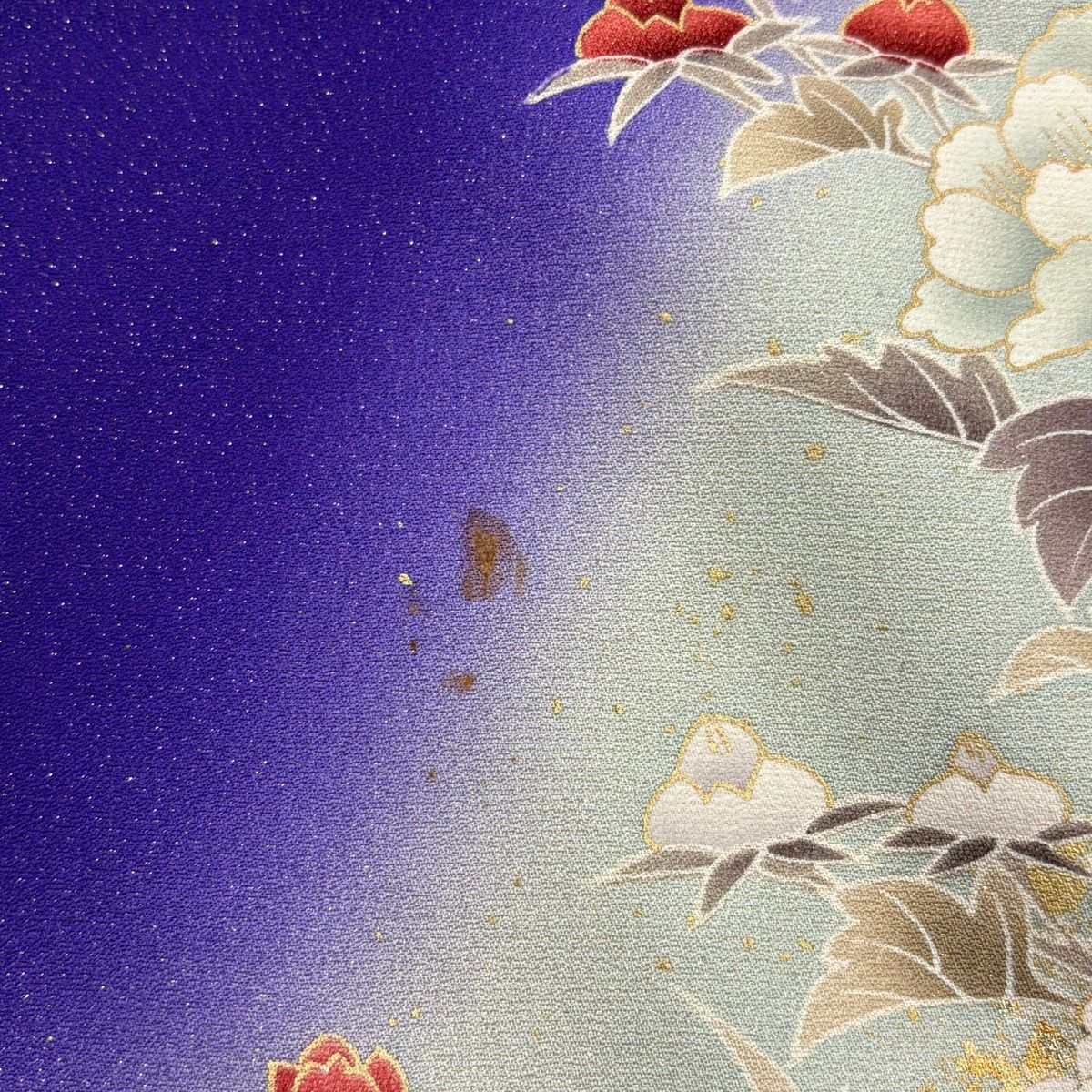 k様【振袖+帯】正絹　振袖　花に蝶柄　紫系　袷 振袖 正絹 着物 単品 仕立て上がり 蝶にバラ 紫色 白ぼかし 成人