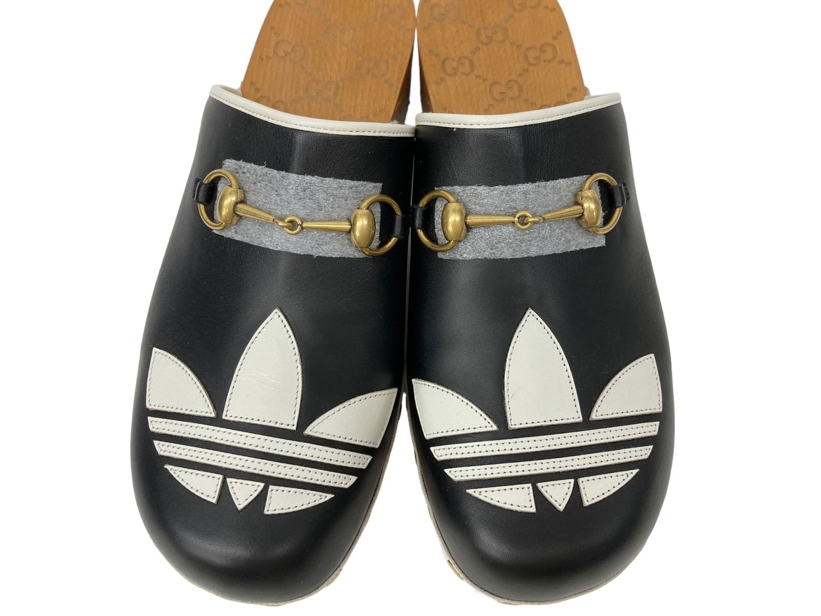GUCCI Adidas グッチ アディダス レザー クロッグ Sandal 702252 GUCCI×adidas クロッグ レザー フロントロゴ ウェッジソール