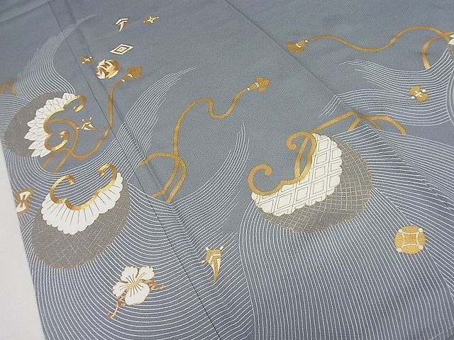 平和屋1□極上 人間国宝 五代 田畑喜八 訪問着 駒刺繍 宝尽くし 金彩