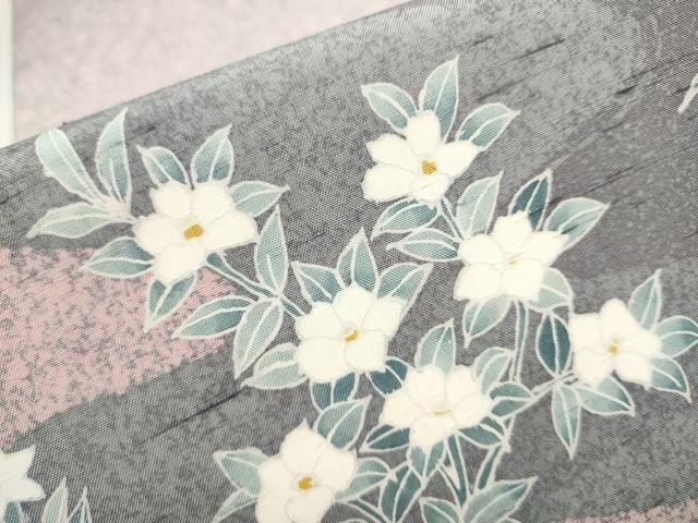 平和屋着物○太鼓柄 京袋帯 友禅作家物 白山紬 風景草花文 正絹 逸品  