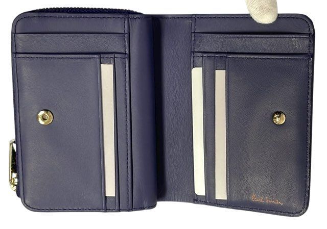 未使用 ポールスミス 二つ折り 財布 ロゴ レザー マルチカラーロゴ パープル 紫ミディアム財布 レディース メンズ Paul Smith  ブルー BP 未使用 ポールスミス 二つ折り 財布 ロゴ レザー マルチカラーロゴ