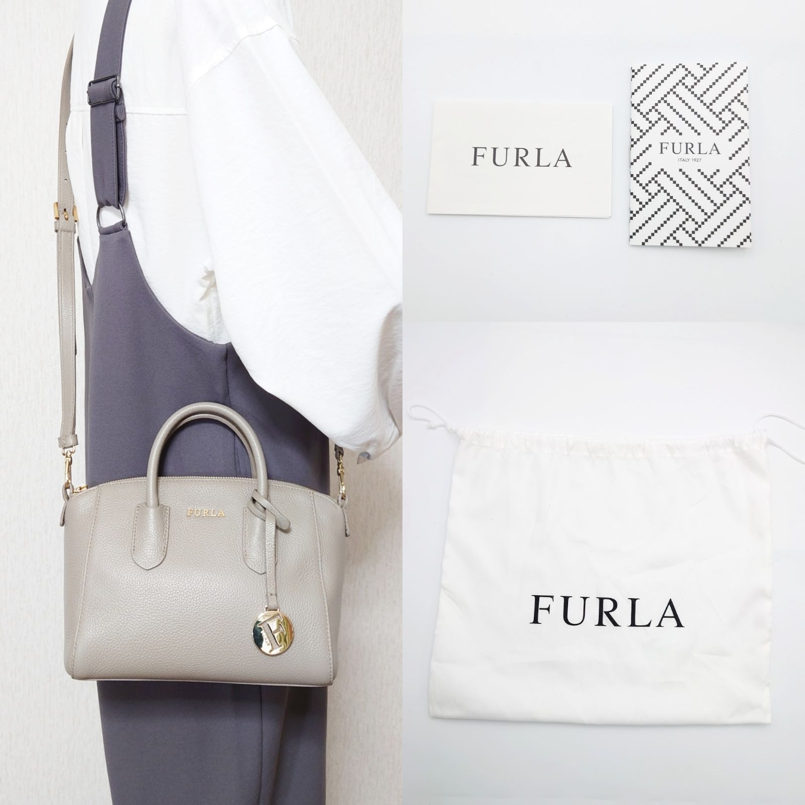 FURLA - 美品 FURLA フルラ ロゴチャーム レザー 2WAY ショルダー 