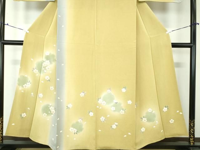 平和屋着物○訪問着 駒刺繍 雪輪舞桜 暈し染め 鬼しぼ縮緬 金彩 正絹  