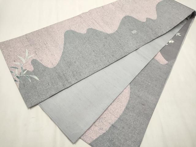平和屋着物○太鼓柄 京袋帯 友禅作家物 白山紬 風景草花文 正絹 逸品  