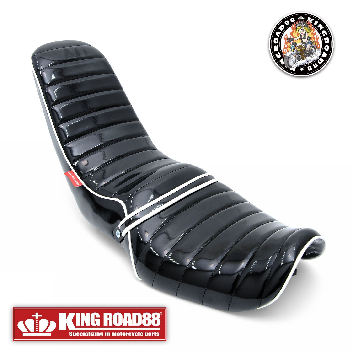 新商品 入荷 カワサキ バリオスⅠ型 ZR250A KingRoad88 3段シート エナメル ブラック パイピングホワイト 40cm 1型 三段シート