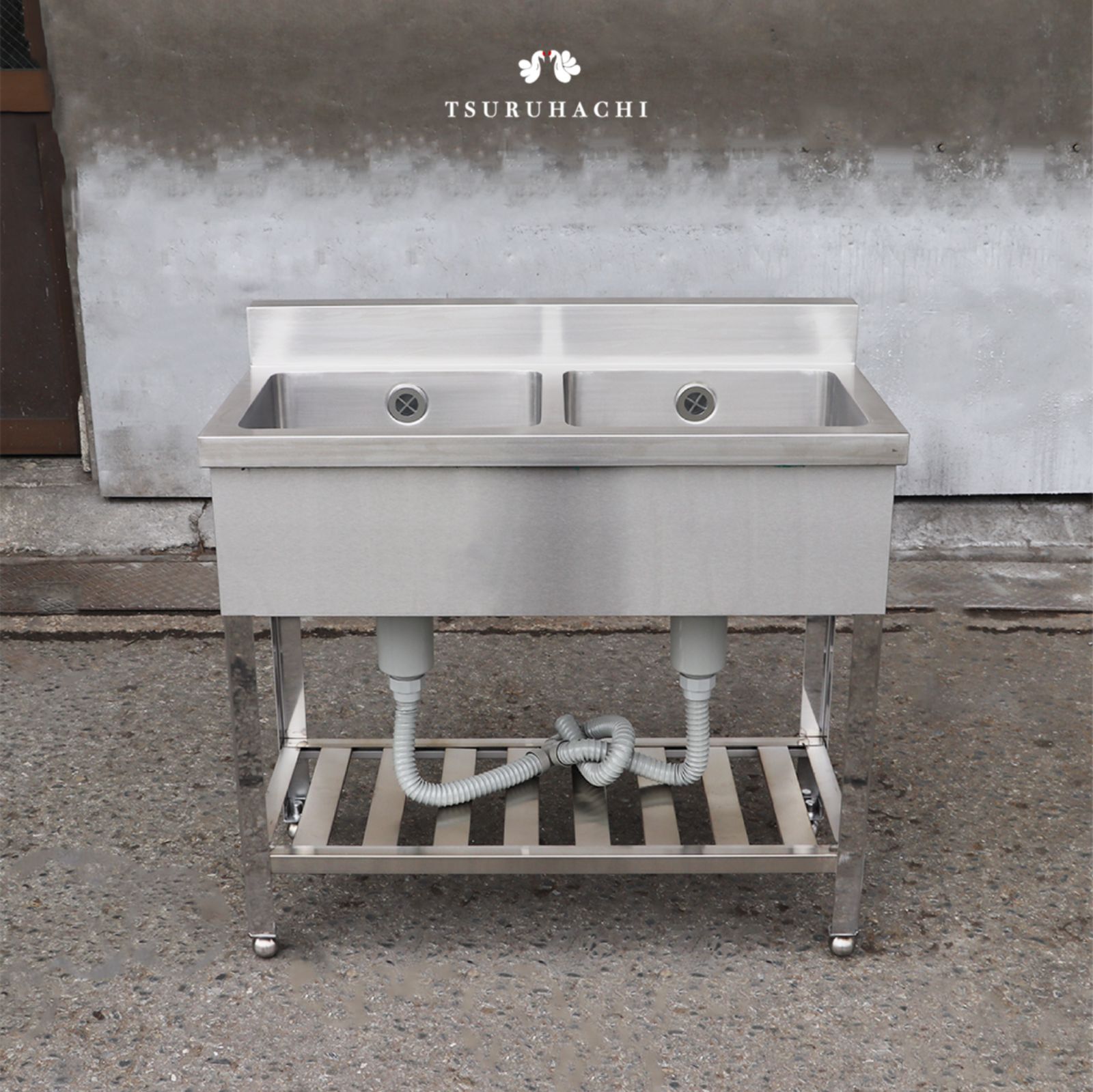 横幅1000 × 奥行450 × 高さ800 mm 二槽シンク