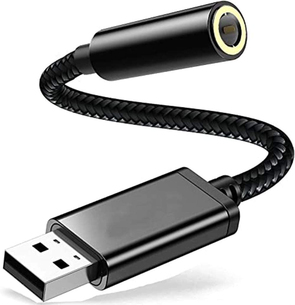 【数量限定】TRS USBポート-3極 4極 サウンドカード 3.5mm 3.5mm USB外付け ミニジャック USBオーディオ変換アダプタ 変換ケーブル オーディオケーブル to (黒) 【ヘッドホン・マイク端子を一体化に設計されたUSB】USB