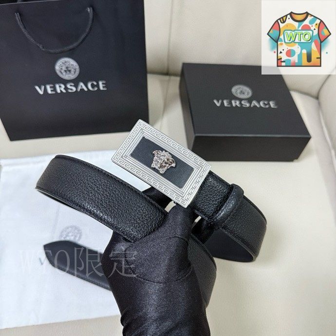 ［新品未使用］VERSACE ブラックレザー ベルト メデューサヘッド 今日特価】Versace MEDUSA ヘッドレザーメンズベルト-3 - メルカリ