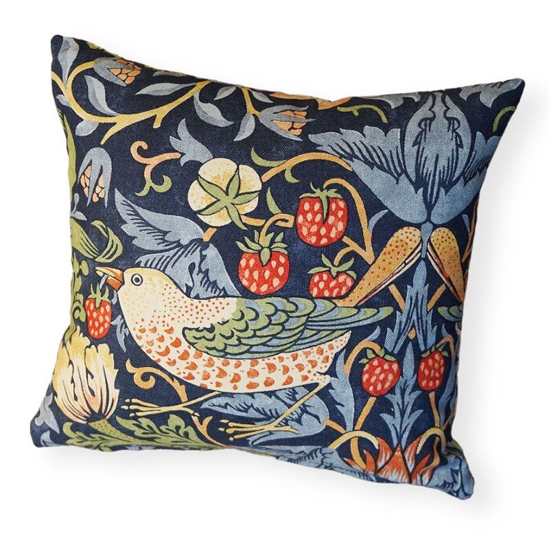 ウィリアムモリス クッション 25 Strawberry Thief いちご泥棒