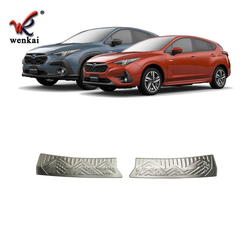 スバル 24年式 クロストレック インプレッサ 後バンパー 内蔵ガード プレート メッキ装飾 ABS製 2ピースセット 人気急上昇 ZZ520