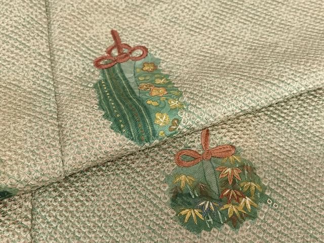 平和屋着物○訪問着 絞り 刺繍 仕覆草花文 正絹 逸品 AAAZ0223zg