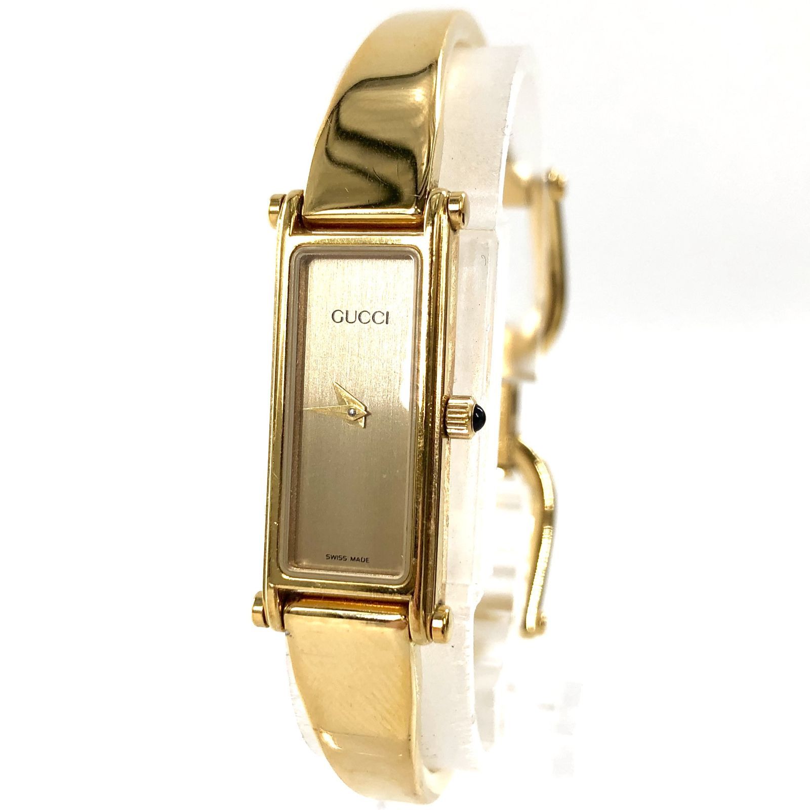 GUCCI グッチ 1500 バングルウォッチ QZ/SS ゴールド文字盤 レディース