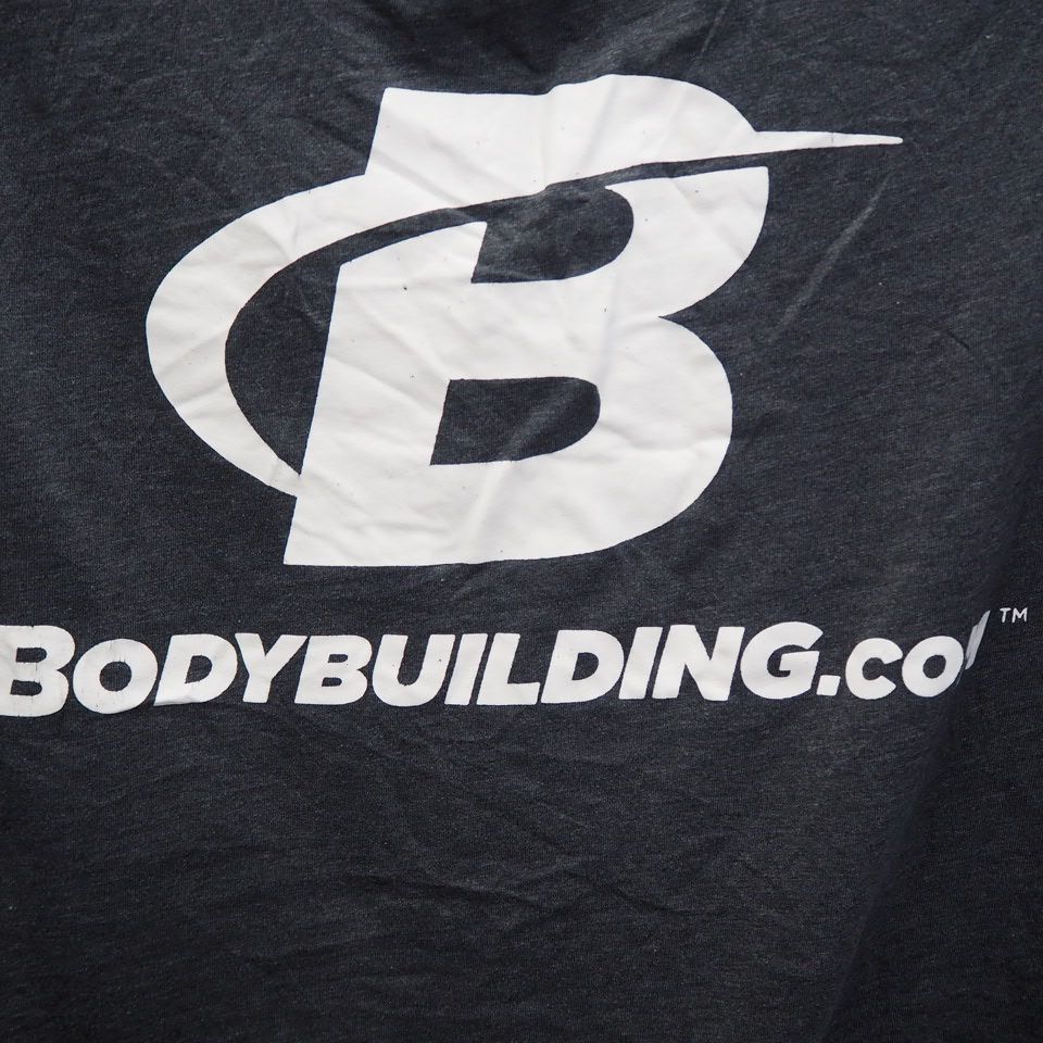 (アメリカ古着) "BODYBUILDING.COM" フィットネスサポートメーカーロゴ Tシャツ