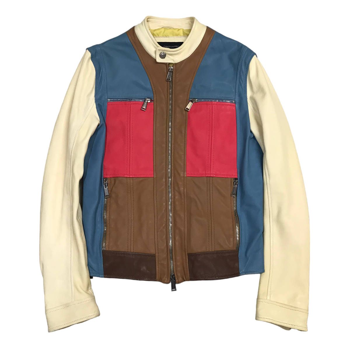 DSQUARED2 ディースクエアード レザージャケット シングルライダース パターン 羊革 LAMB LEATHER EU44 