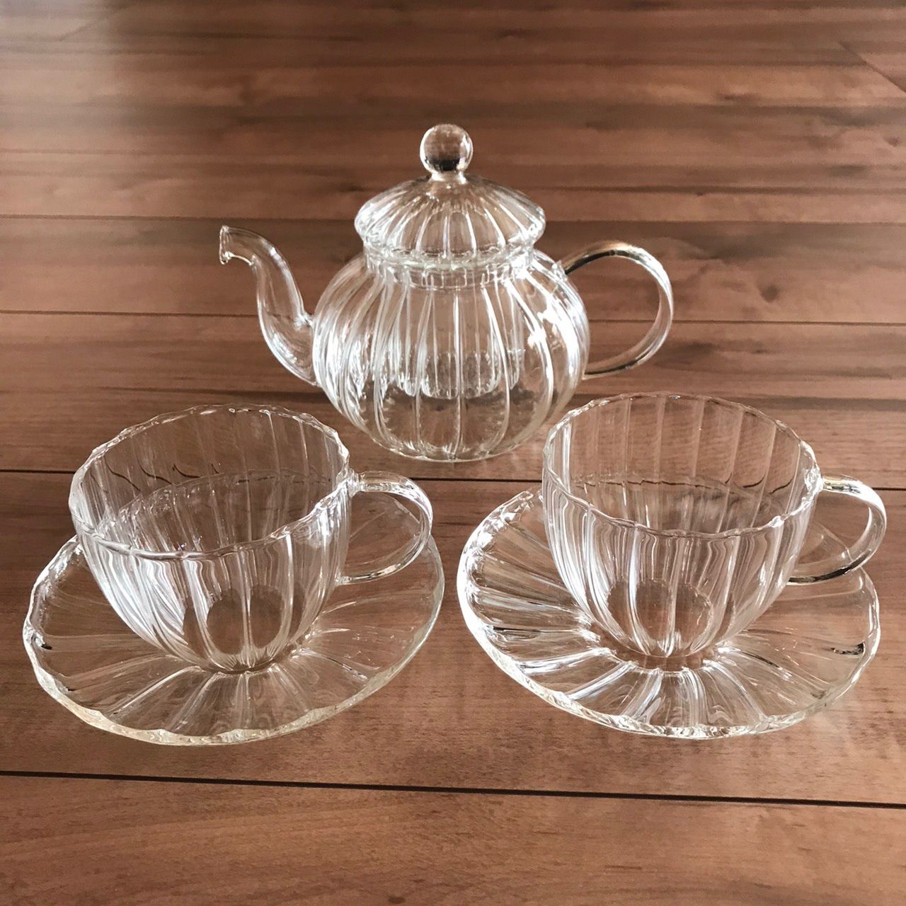 新品 耐熱ガラス ティーポット カップ&ソーサー セット ティーセット