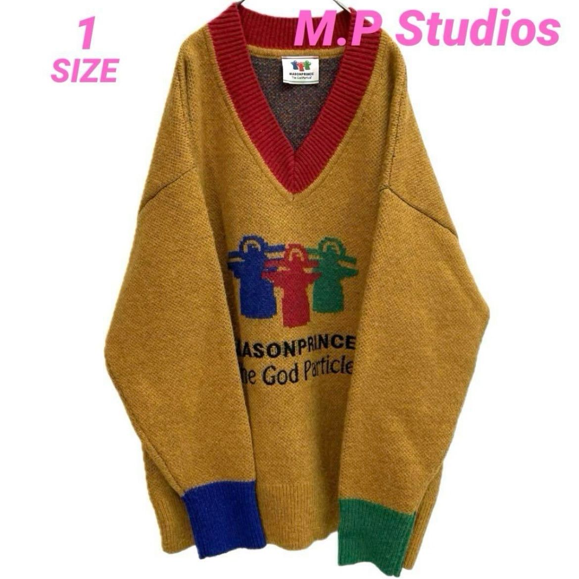 M.P Studios エムピーストゥディオ Vネックニット セーター MASONPRINCE ビッグシルエット オーバーサイズ レディース 秋 ゴーゴー古着久喜倉庫店B9781