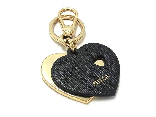 □美品□ FURLA フルラ レザー ハート キーホルダー キーリング