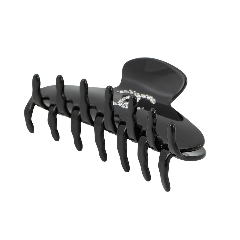 シャネル ヘアクリップ ココマーク プラスチック ラインストーン 08P CHANEL ヘア 黒