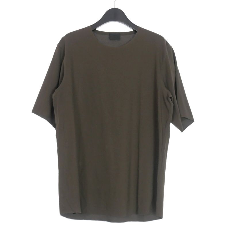 ヤマウチ 山内 フリーカット強撚ポンチ Tシャツ カットソー 半袖 4 チャコールブラウン yc55