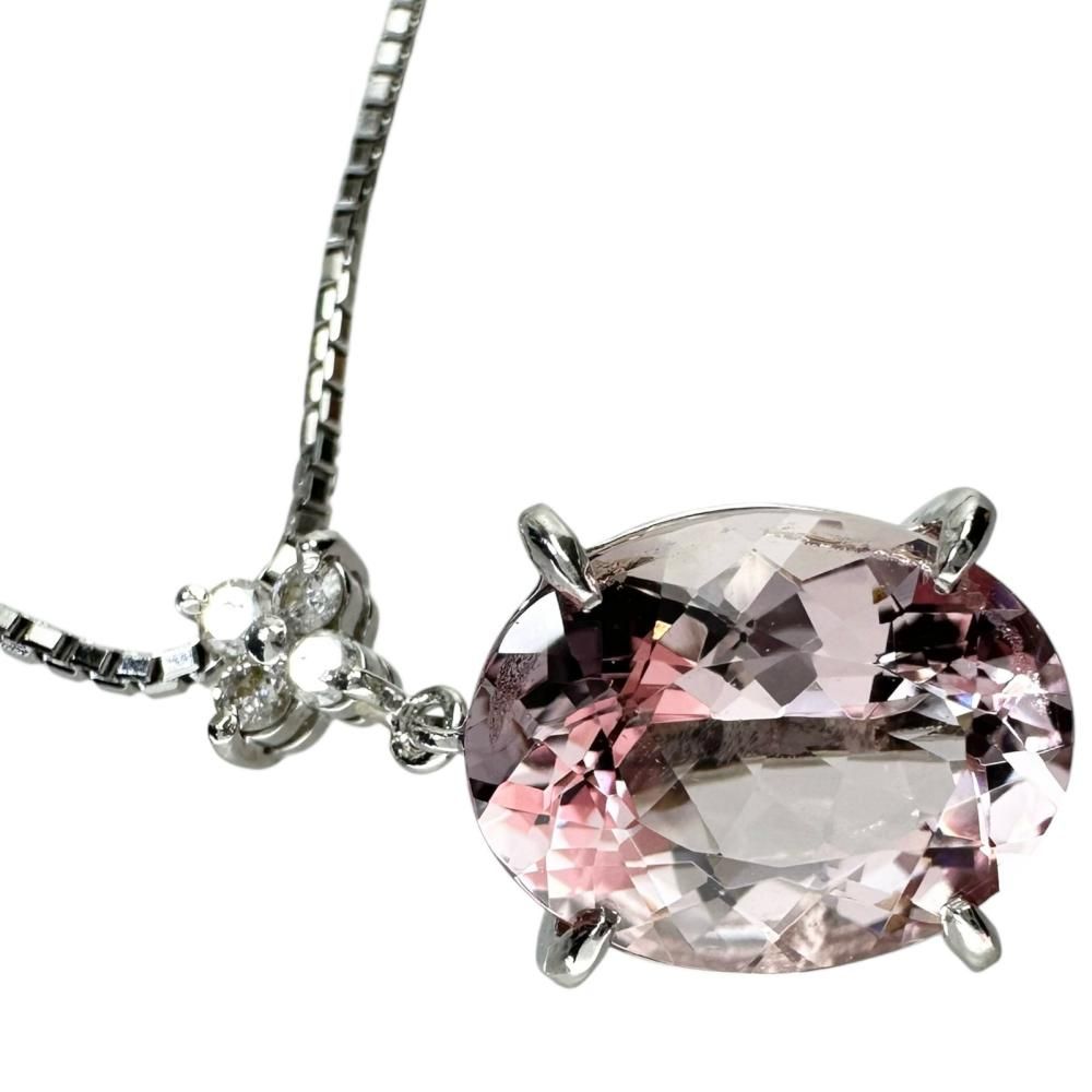 モルガナイト 3.52ct ダイヤモンド 計0.08ct ネックレス Pt900プラチナ 