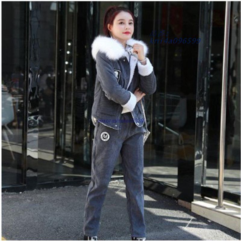 コーデュロイジャケット セットアップ レディース 上下セット アウター ファー付き ロングパンツ 無地 ボアコート 温かい 保温 kni4a096599 WWW_WOWDIGSITE_COM