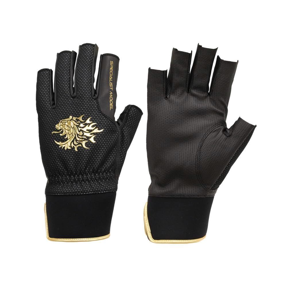 ブラック×獅子ゴールド_LL サンライン SUNLINE スペシャリスト防風グローブ 5本 SUG-199 ブラック×獅子ゴールド LL