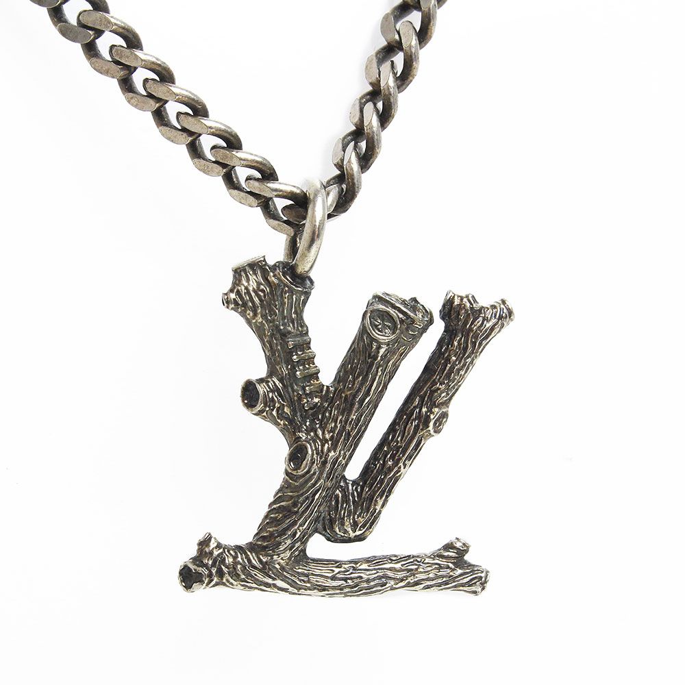 ルイ ヴィトン ペンダント LVウッド ネックレス ヴィンテージシルバー  