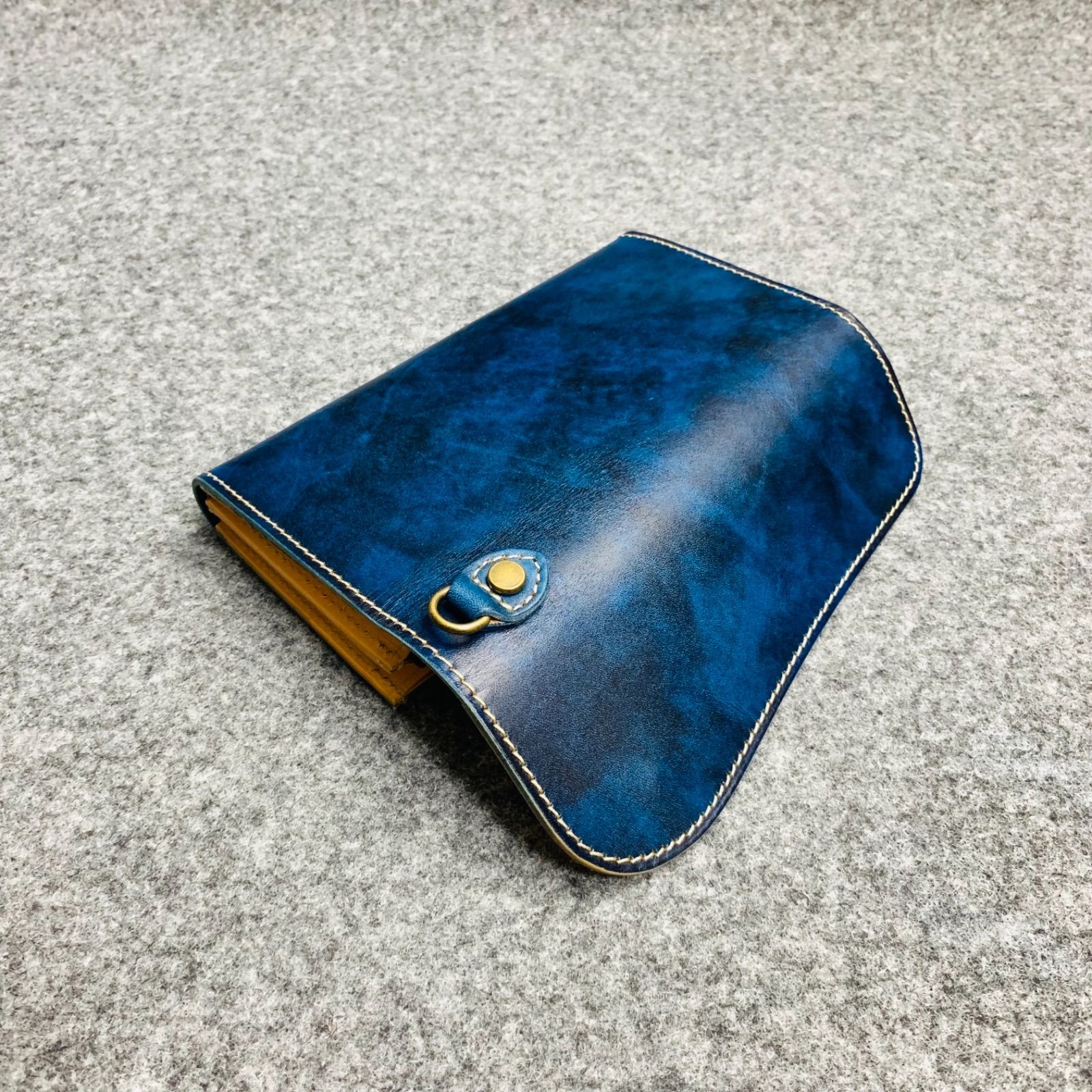 メンズ 財布 長財布 本革 ラウンドファスナー メンズ ヌメ革 手縫い 手