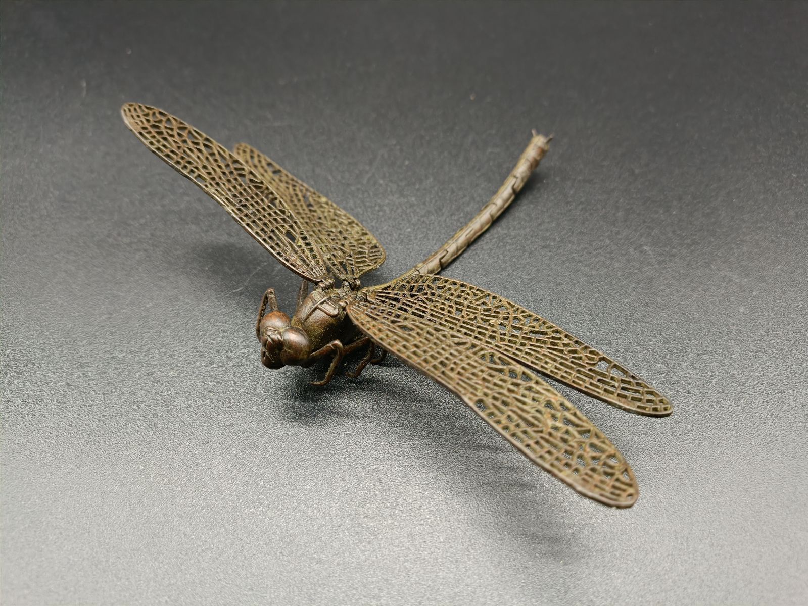 H*T様 銅製置物　勝虫　蜻蛉　トンボ　雨宮宗作　関節可動　金工品　茶道具 H*T様 銅製置物 勝虫 蜻蛉 トンボ 雨宮宗作 関節可動 金工品