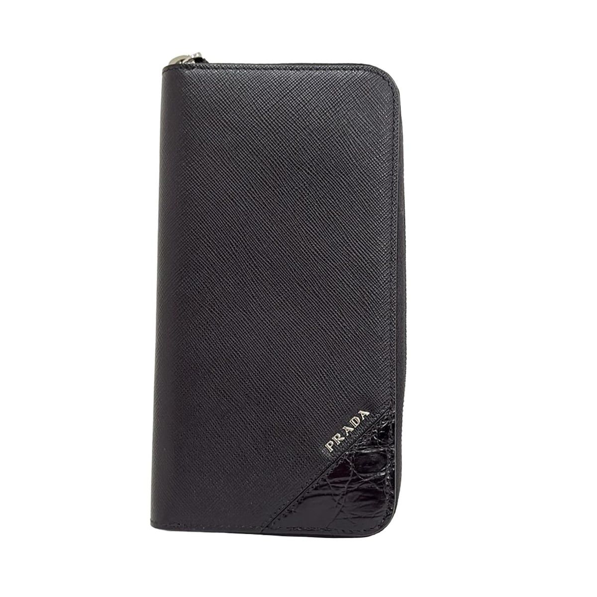 PRADA プラダ 長財布 - 2ML317 黒 ラウンドファスナー レザー