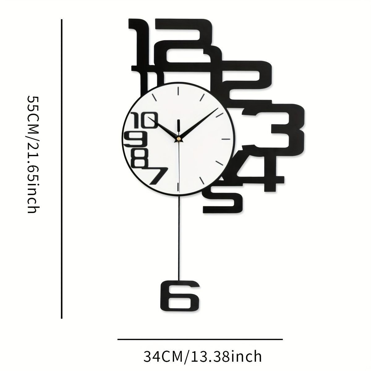 掛け時計 シンプル モダン 振り子 アナログ 静音 サイレントクロック 見やすい文字盤 白 黒 ホワイト ブラック  単三電池 柱時計 4-7