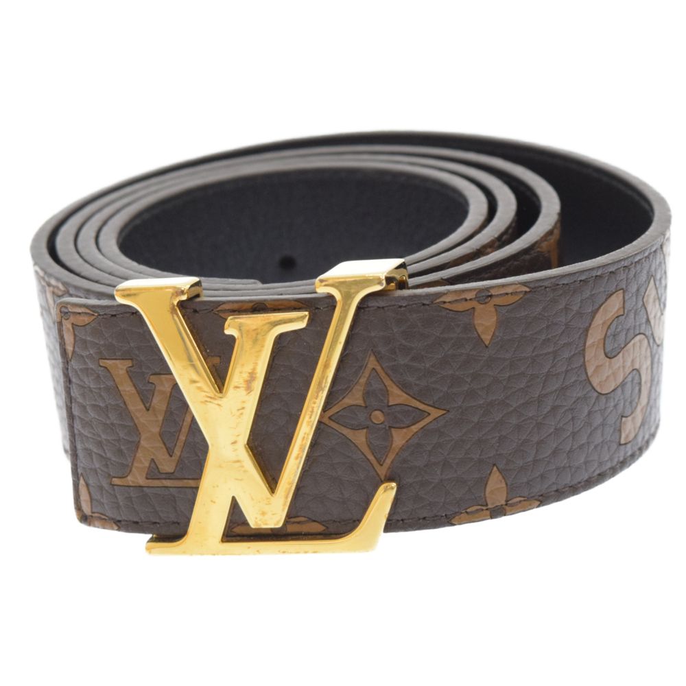 SUPREME (シュプリーム) 17AW×LOUIS VUITTON LV Initiales 40 MM  Belt×ルイヴィトンサンチュールLVイニシアルレザーベルト MP016 ブラウン