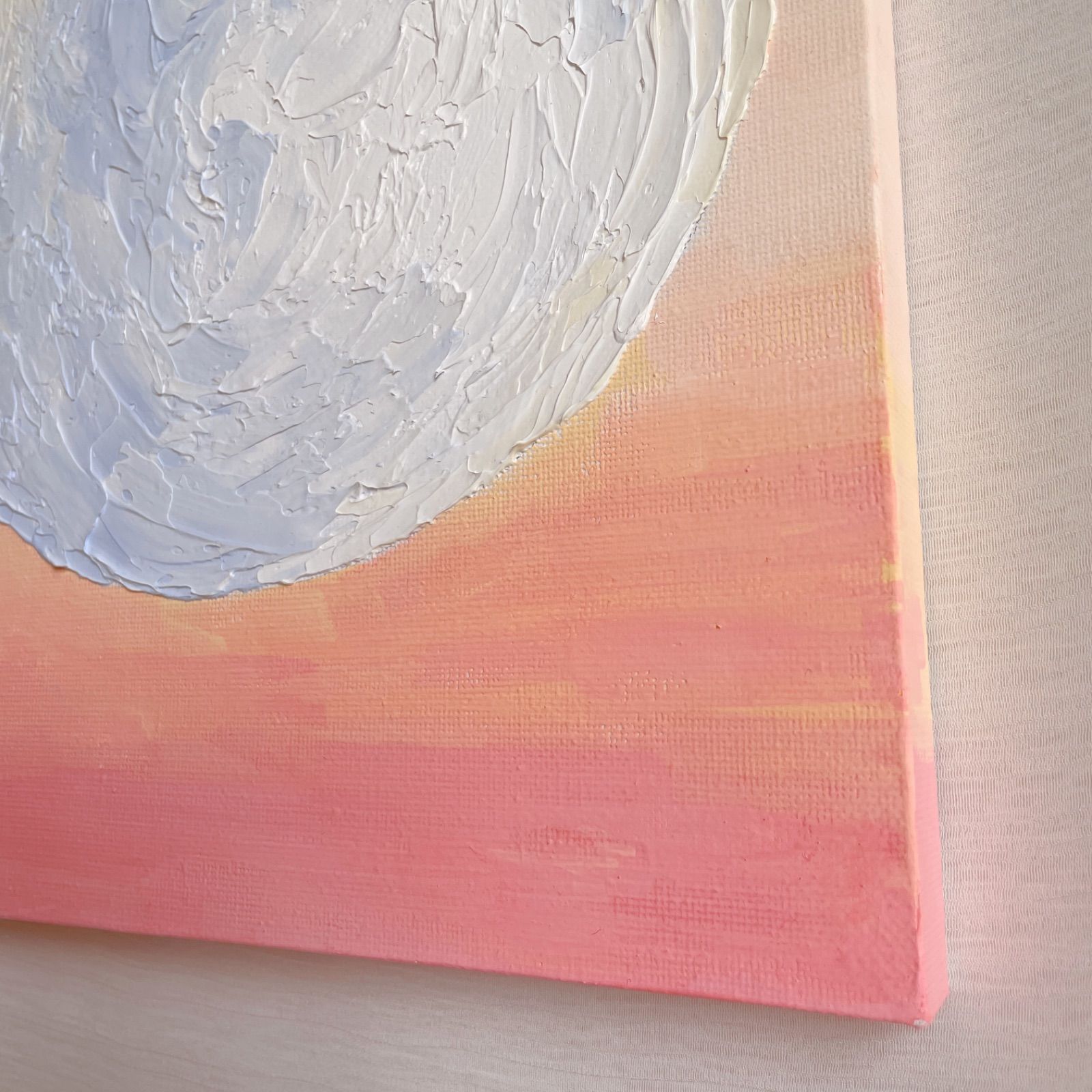 優しい月 テクスチャーアート キャンバス 絵画 空 綺麗 絵 夕方 夕焼け 