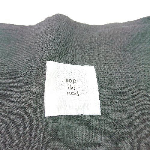 ◇ nop de nod ノップドゥノッド 麻 刺繍 涼しげ 長袖 チュニック サイズM ブラック レディース E  【1404020003673】