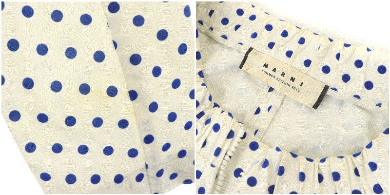 MARNI (マルニ) ドット柄 ノーカラー ジップアップジャケット ドット柄 