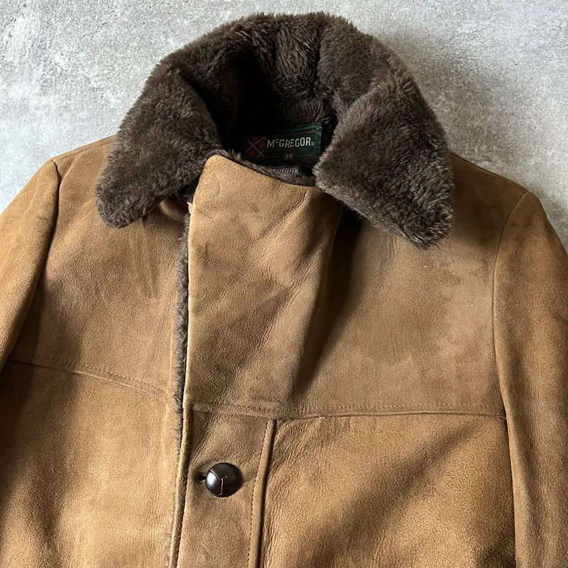 70s USA製 McGREGOR 本革 スエード レザー ボア コート 38 / 70年代 