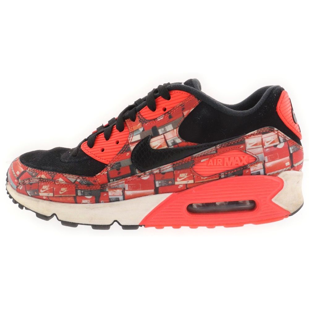 NIKE (ナイキ) ×ATOMS AIR MAX 90 PRNT AQ0926-001 アトモス エアマックス プリント ローカットスニーカー ブラック/レッド US10/28.0cm