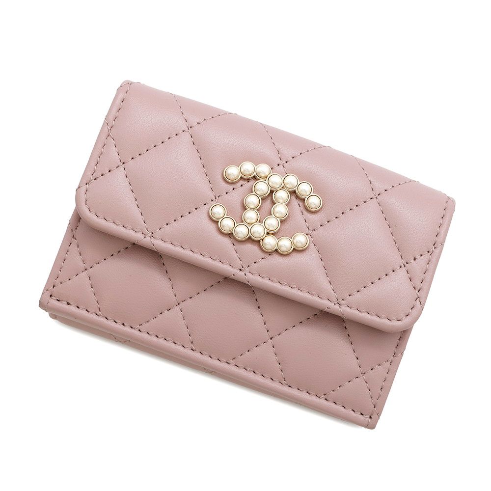 シャネル 三つ折り財布 マトラッセ ココマーク スモール フラップ  