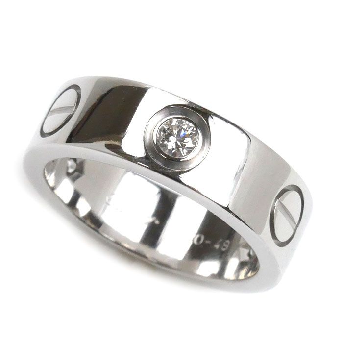 CARTIER カルティエ K18WG ホワイトゴールド ラブ ハーフダイヤ リング  