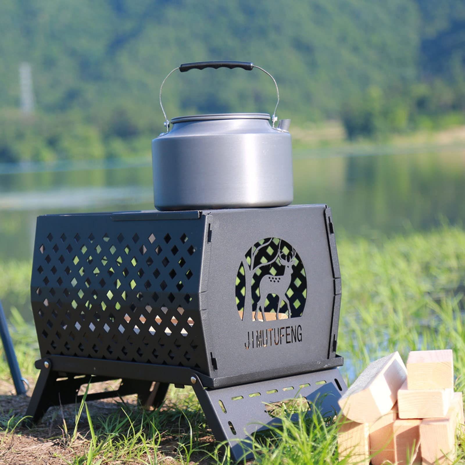 人気商品 アウトドア用品 コンパクト 携帯便利 キャンプ|ビーチ|釣り|登山|遠足 耐火シート|収納バッグ付き 荷重20kg エルクの形 組み立て簡単 折り畳み式 キャンプ用 大型 A 焚火台 Pedoleco