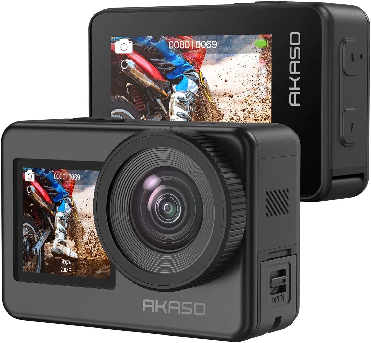 アクションカメラ-AKASO Brave7-4K60fps ウェアラブルカメラ IPX8本機防水10M 水中カメラ 6軸手ぶれ補正 スポーツカメラ WiFi アクションカム クイックキャプチャー 音声制御機能 外部マイク対応 1350m