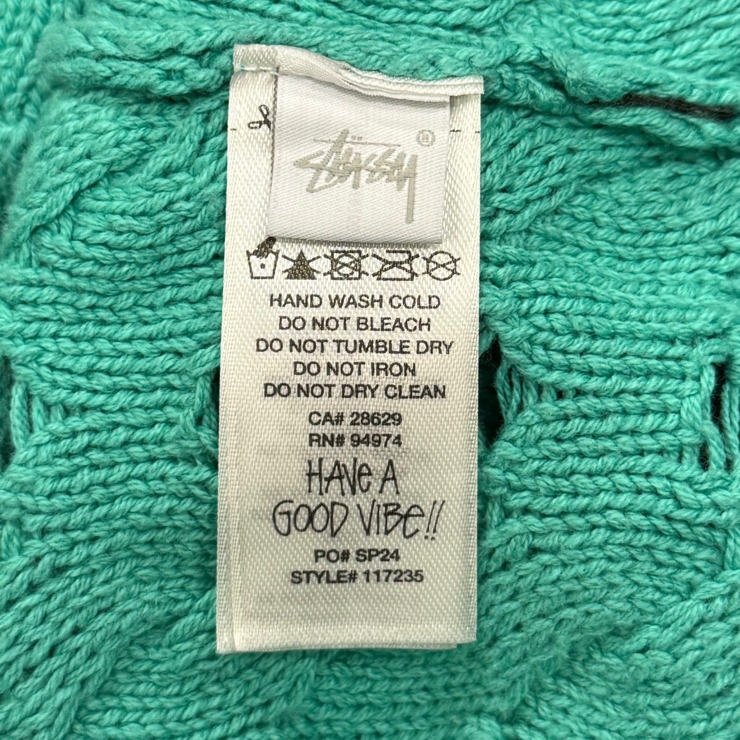 定価30800円 美品 STUSSY 24SS OPEN KNIT COLLARED SWEATER